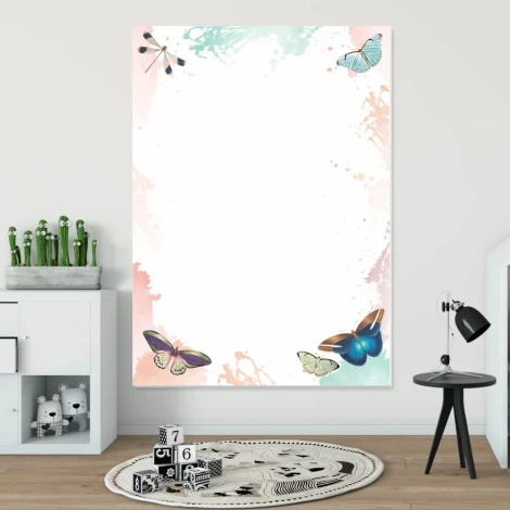 Dry-erase board for kids with butterfly design - Ideal for a bright, minimalist children\'s room.