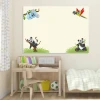 Dry-erase board for kids featuring pandas, styled in a bright children\'s room with natural furniture.