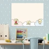 Dry-erase board for kids featuring three dog illustrations against a cloud background.