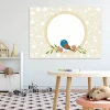 Dry-erase board for kids featuring a colorful bird and flowers, perfect for a cozy room.