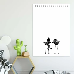 Dry-erase board for kids with birds design - Two birds on a white background, one with lace pattern.