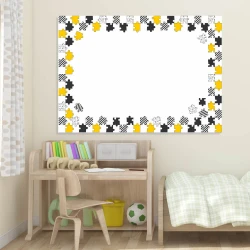 Dry-erase board for kids puzzle 493 - Decor in a child\'s room. Light-colored walls, natural furniture.