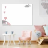 Dry-erase board for kids featuring elephants, designed for a bright children\'s room with pastel furniture.