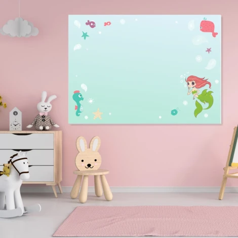 Mermaid dry-erase board for kids - Perfect for a pink-themed nursery with light-colored furniture.