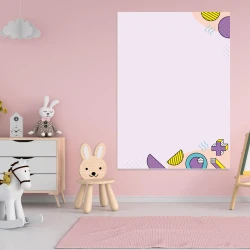 Dry-erase board for kids with patterns 560 - Decorated in a pink room with light furniture.