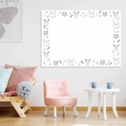 Dry-erase board for kids featuring animal graphics with outlined animals and plants on a white background.