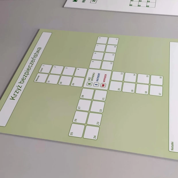 Lean safety cross dry-erase board 082 - Graphic design featuring a cross with empty fields.