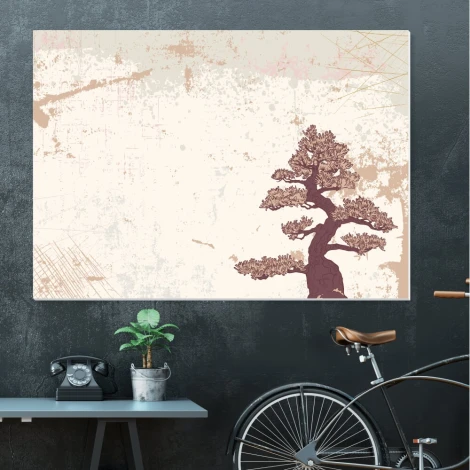 Bonsai tree magnetic whiteboard 085 - Graphic design featuring a bonsai tree in brown.