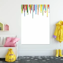 Colorful drops magnetic whiteboard 097 - Graphic design. Colorful drops in various shapes hang from the top.