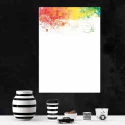 Colorful patterned magnetic whiteboard 099 - Top features colorful waves and shapes, bottom section.
