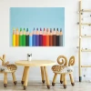 Magnetic dry-erase board with crayons 247 - Decor for a child\'s room. Light-colored walls, wooden furniture.
