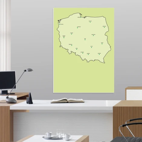 Magnetic dry-erase board of Poland map 239 - Office setup with light-colored walls and modern furniture.
