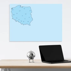 Magnetic dry-erase board of Poland map 241 - Graphic design. Outline map of Poland on a blue background.