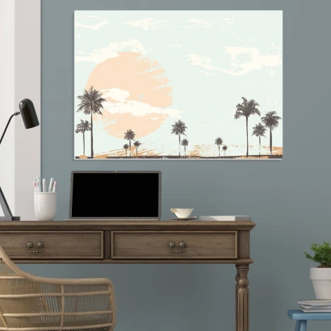 Magnetic whiteboard 088 - Office setup with light-colored walls, wooden furniture, and plants.