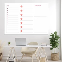 Weekly planner dry-erase board 291 - Office setup with light-colored walls and minimalist furniture.