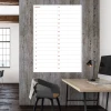 Magnetic monthly planner whiteboard 369 - Office setup with gray walls and wooden accents.