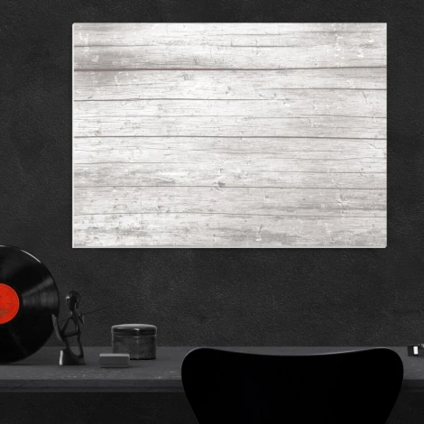 Magnetic whiteboard with a graphic design of light horizontal planks in shades.