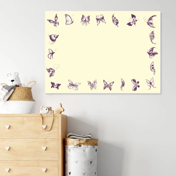Magnetic dry-erase board for kids with butterflies, perfect for bright children\'s room decor and furniture.