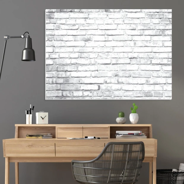 Magnetic whiteboard brick 01X 066 - Office setup with gray walls and light wood furniture.
