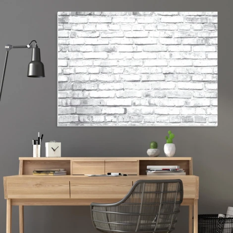Magnetic whiteboard brick 01X 066 - Office setup with gray walls and light wood furniture.
