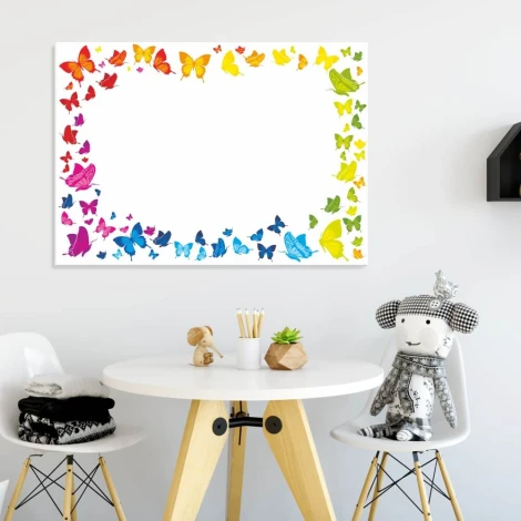 Magnetic whiteboard butterflies 013 - Styled in a bright room with white walls and light-colored furniture.