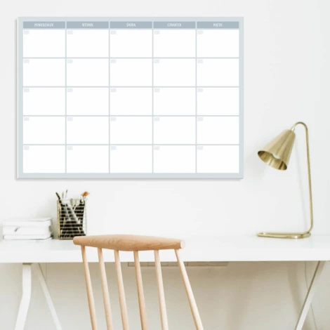 Weekly planner whiteboard 508 - Office setup with light-colored walls and minimalist furniture.