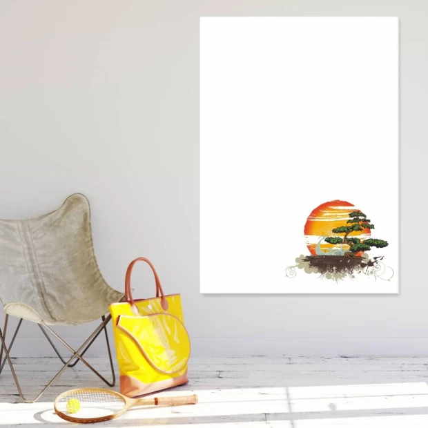 Bonsai magnetic whiteboard 103 - Graphic design featuring a bonsai tree in orange colors.