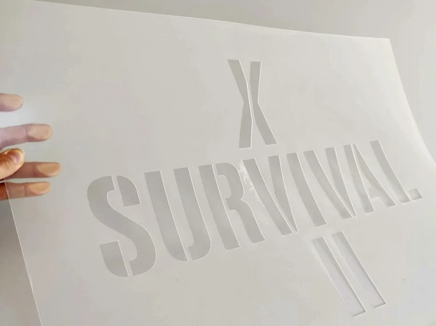 Reusable painting stencil, 2mm thick: arrow A3 - 1 piece, arrow A2 - 1 piece, survival A3 - 1 piece.