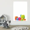 Magnetic dry-erase board with cube design in blue and green colors.