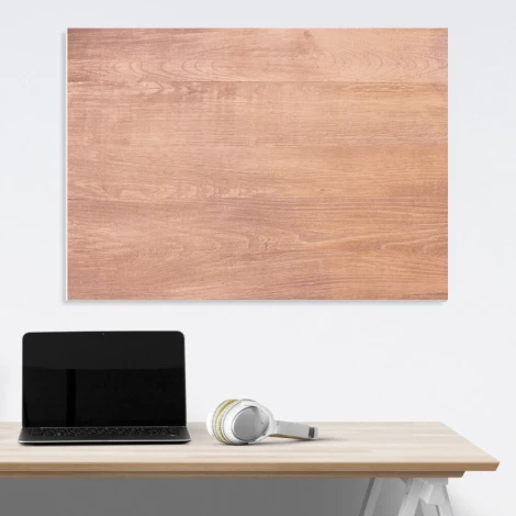 Magnetic whiteboard 172 - Office setup with light-colored walls, a table with a laptop and headphones.