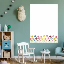 Magnetic dry-erase board for kids with flower design, perfect for a green-themed children\'s room.