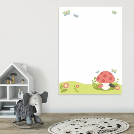 Magnetic dry-erase board for kids, mushroom design - Perfect for brightening up a child\'s room.