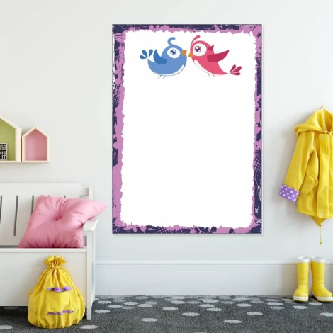 Magnetic dry-erase board for kids with birds design, perfect for bright children\'s room decor.