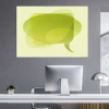 Dry-erase magnetic board with a graphic design. Green, transparent shapes resembling smoke on a light background.