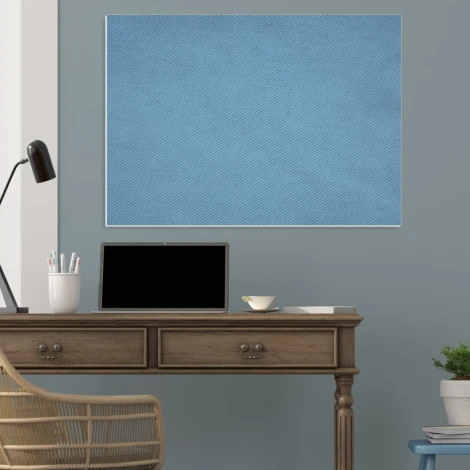 Jeans dry-erase magnetic board 157 - Office setup with blue walls and light wooden furniture.
