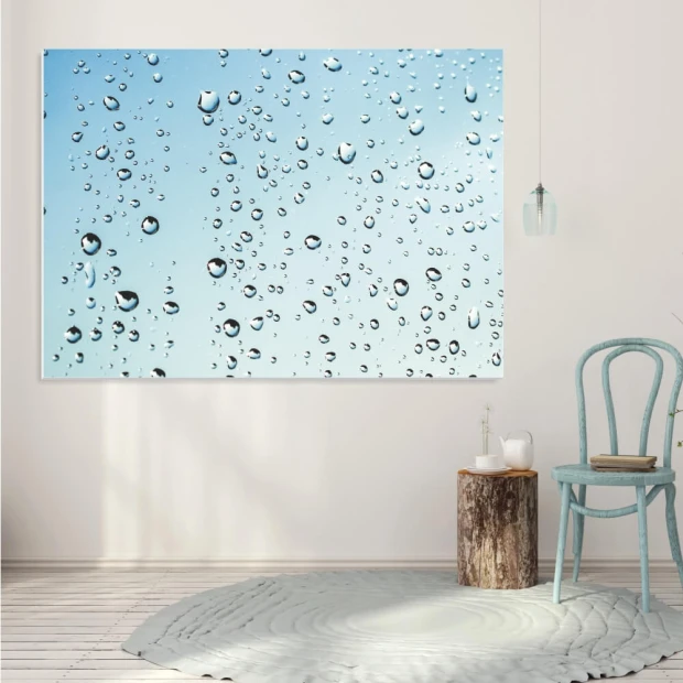 Magnetic dry-erase board drops 197 - Styled in a bright room with blue walls and flooring.