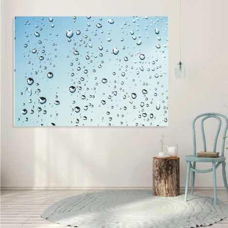 Magnetic dry-erase board drops 197 - Styled in a bright room with blue walls and flooring.