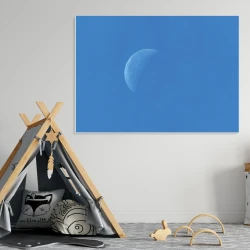 Magnetic whiteboard moon 232 - Ideal for a child\'s room with light-colored walls and a tent in the background.