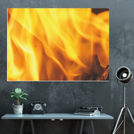 Magnetic whiteboard fire 177 - Graphic design featuring dynamic flames in shades of yellow.