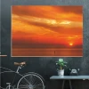 Dry-erase magnetic board sunset 195 - Office setup with gray walls, minimalist design.
