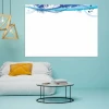 Magnetic whiteboard waves 01X 055 - Styled in a modern room with blue walls and light furniture.