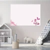 Magnetic dry-erase board with floral design featuring pink flowers and butterflies on a light background.