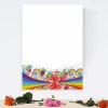 Magnetic dry-erase board 093 - Graphic design with colorful flowers and rainbow elements at the bottom.