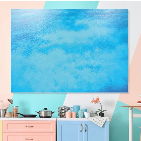 Magnetic dry-erase board Caribbean 252 - Kitchen decor with pastel walls and pink furniture.