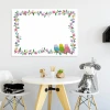 Magnetic whiteboard for kids with colorful birds design on a white background.