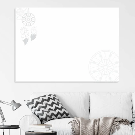 Dreamcatcher magnetic whiteboard 286 - Features delicate dreamcatcher motifs on a white background.