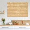 Magnetic dry-erase board with a brick design, perfect for kitchen decor. Light-colored walls and wooden furniture.