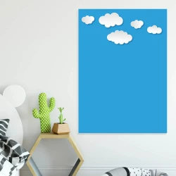 Dry-erase magnetic board for kids with cloud design - perfect for bright children\'s room decor.