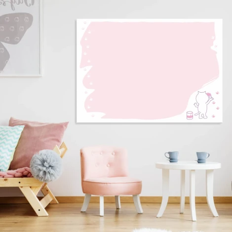 Dry-erase magnetic board for kids featuring a cat design, perfect for bright children\'s room decor.