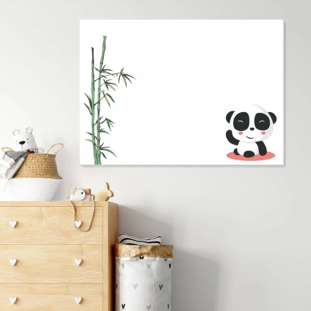 Dry-erase magnetic board for kids featuring a panda bear design, perfect for brightening up a child\'s room.